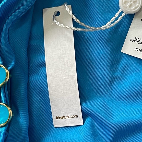 Trina Turk Monaco Sash High Waist Bikini Bottom Stretch Pull-On Style Blue SZ 6 - Picture 4 of 7